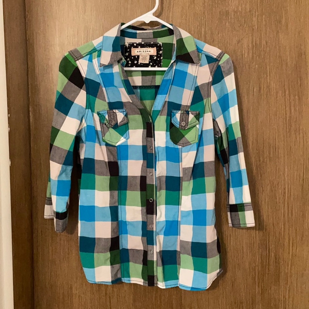 Plaid button up blouse